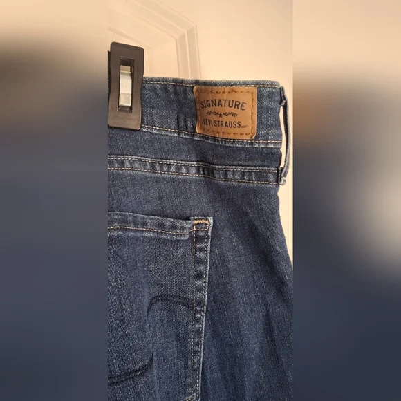 Signature Levi Strauss Mid Rise Bootcut Blue Denim Jeans Sz 35 X 32 Western Rode - Picture 6 of 9